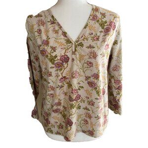 Pendleton Cream With Roses Pullover Shirt Womens Size L